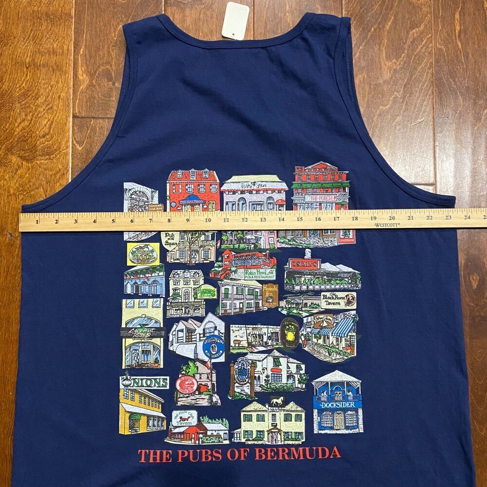 Fruit Of The Loom Vintage Pubs Of Bermuda Navy Tank Top Men's NWT Size XL - Picture 7 of 8